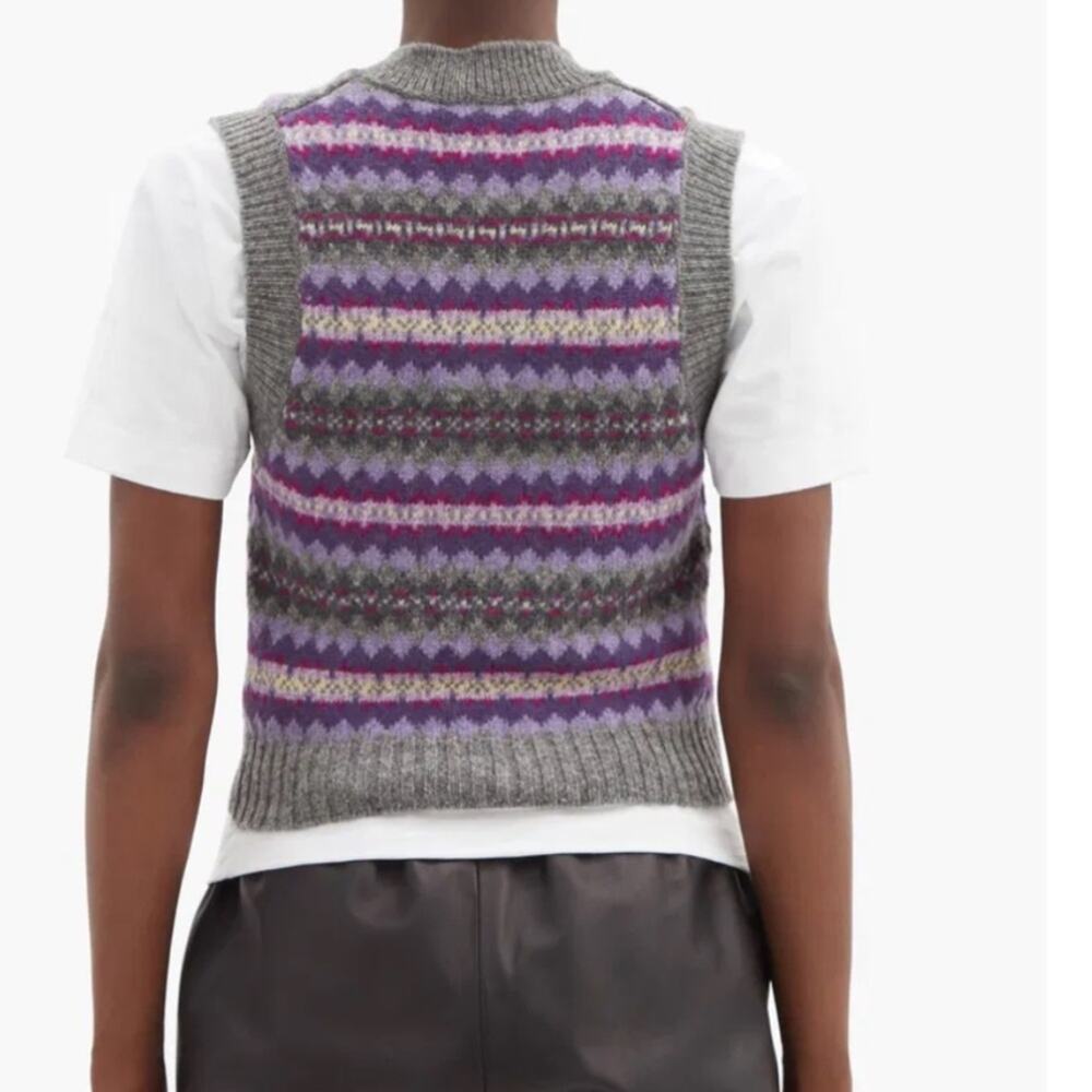 Acne Studio Gray and Purple Korina Fair Isle Sweater Vest - Picture 9 of 9